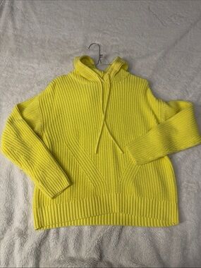 Style & Co. Bright Yellow Knit Cowl Hoodie Sweater